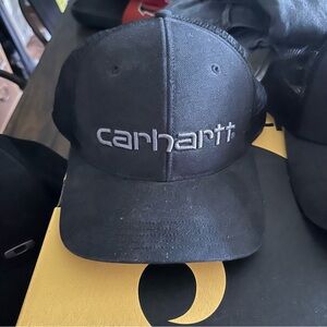 Carhartt Black Mesh Back Snapback Hat with Yellow Logo Tag